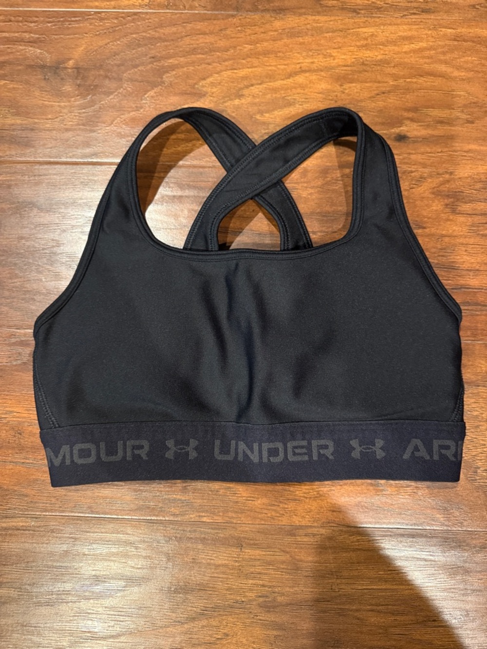 Under Armour Black Cross-Back Sports Bra with Logo Band- new without tags